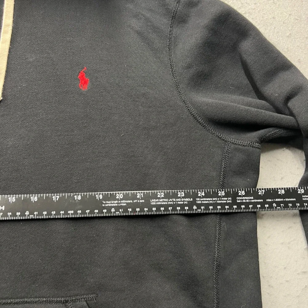 Polo Ralph Lauren Mens XXL Full Zip Hoodie Black Red Pony Logo Waffle Lined Hood